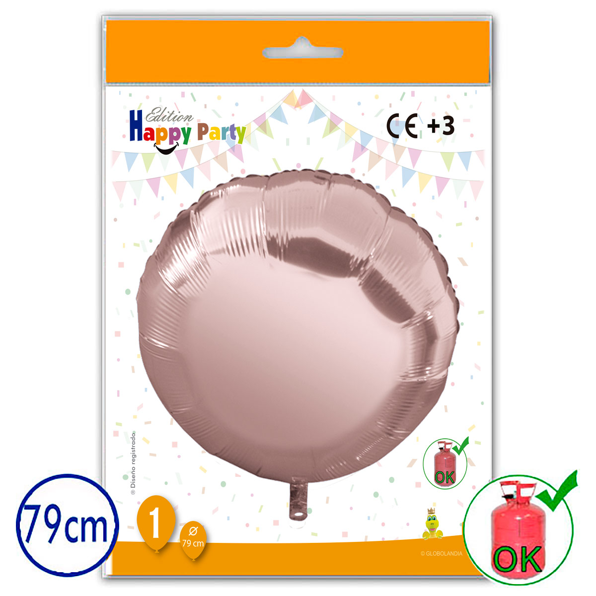 Globo redondo de poliamida oro rosa 79 cm