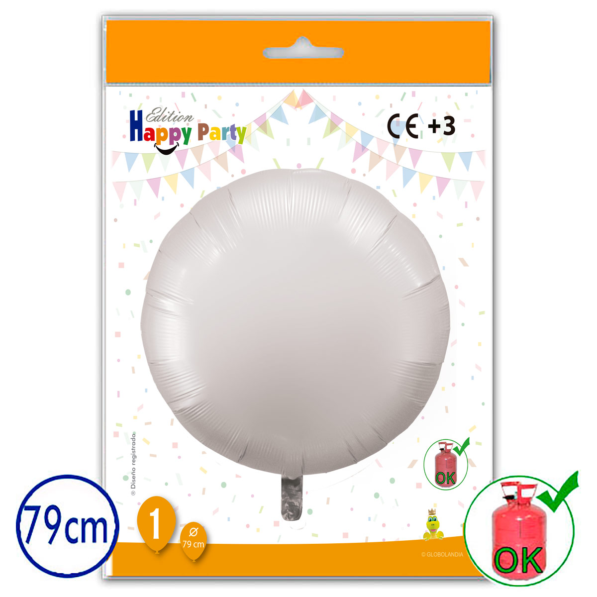 Globo poliamida redondo perla 79 cm