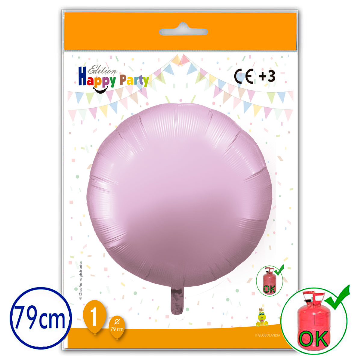 Globo de poliamida redondo rosa 79 cm