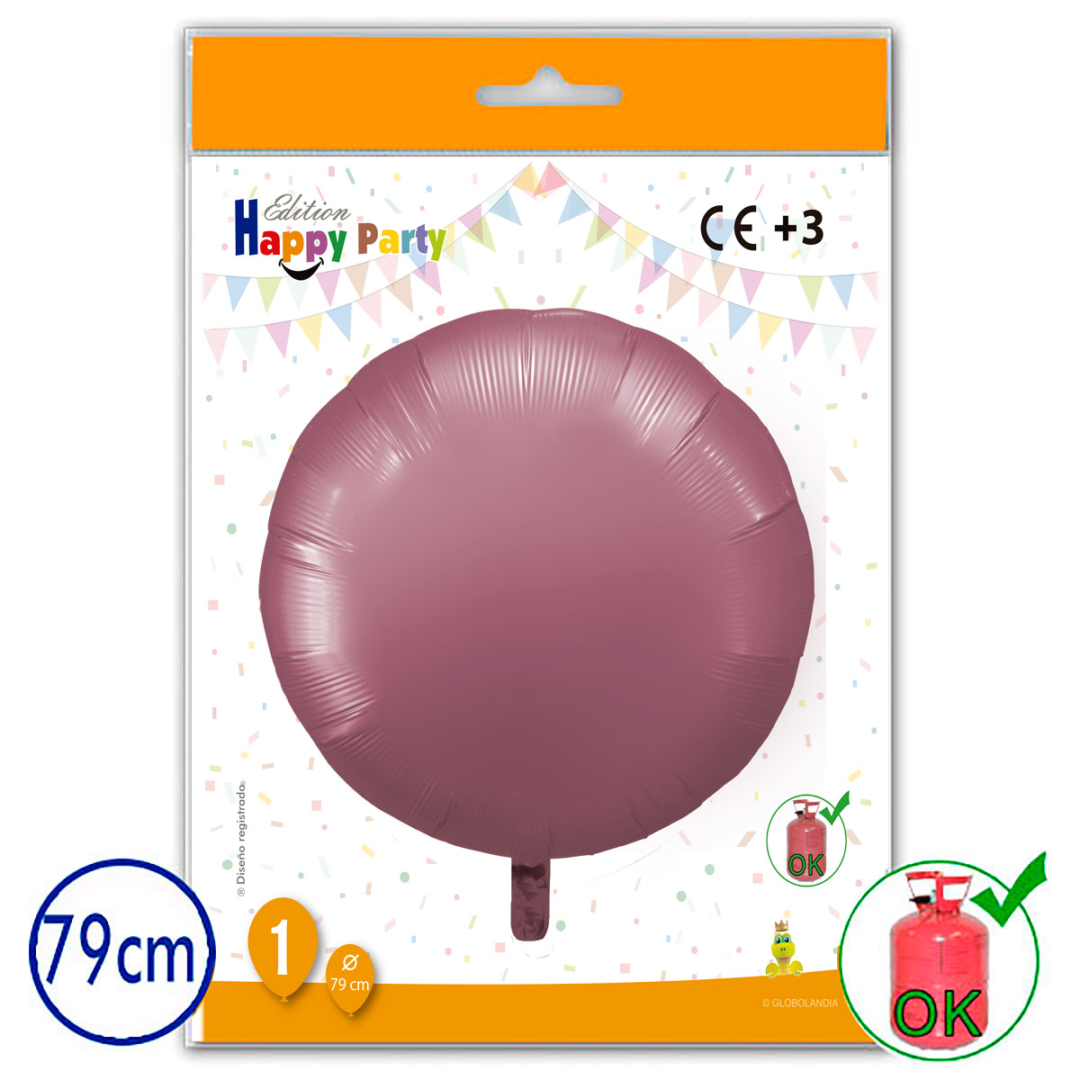 Globo poliamida redondo burdeos 79 cm