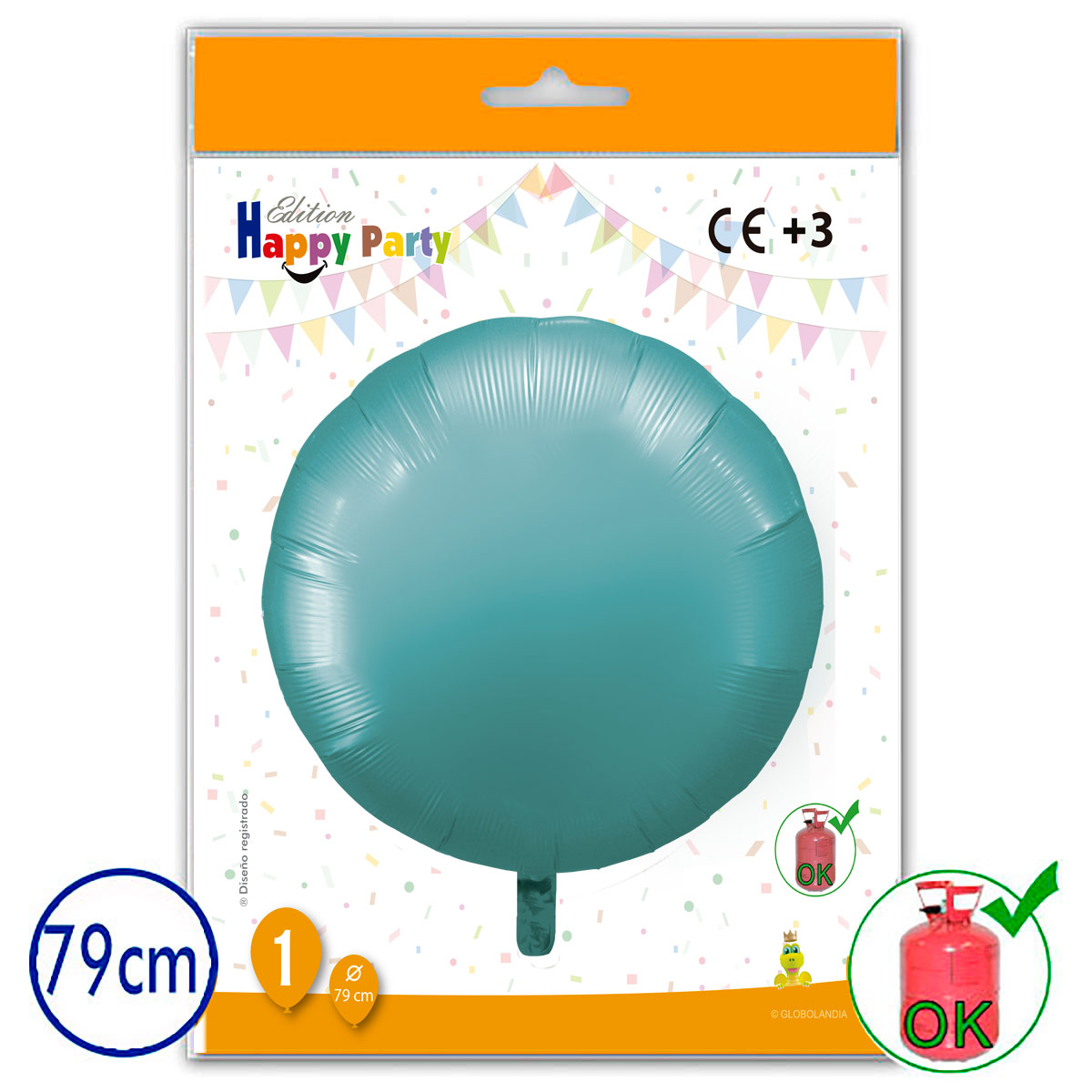 Globo Poliamida Redondo Agua Marina 79 cm