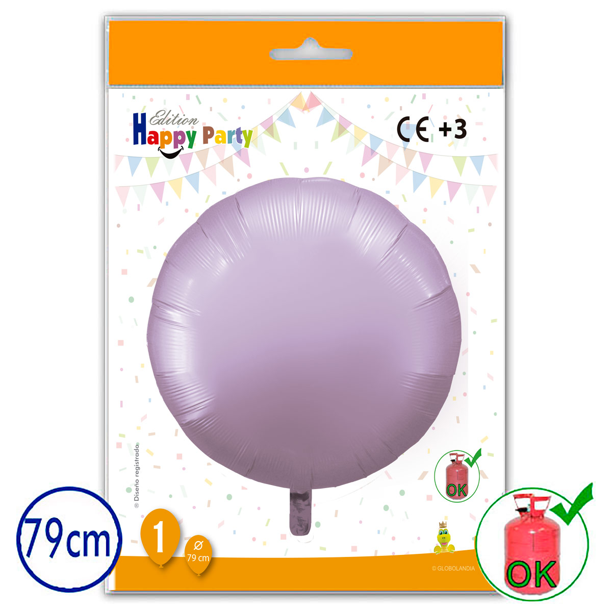Globo de poliamida redondo lavanda 79 cm