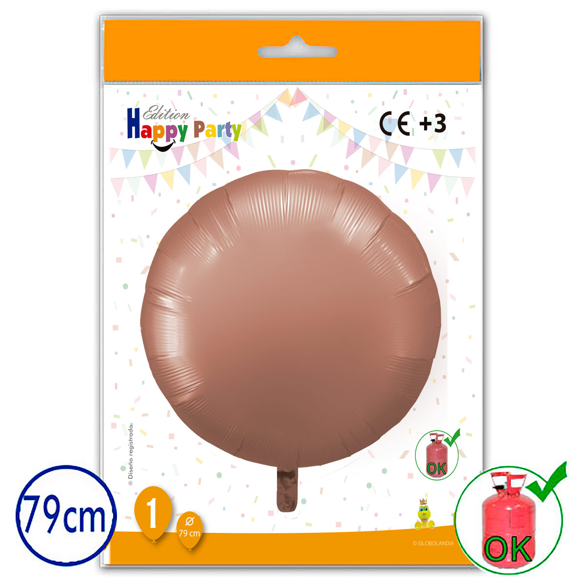 Globo poliamida redondo oro rosa 79 cm