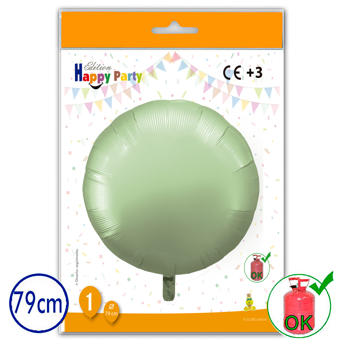 Globo poliamida redondo verde claro 79 cm