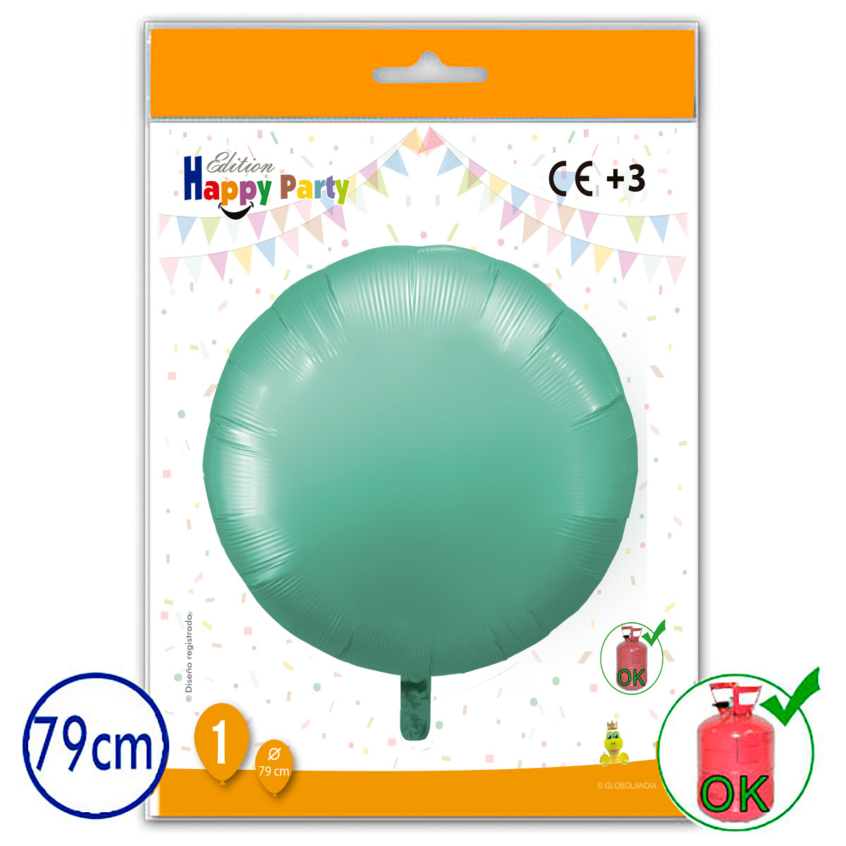 Round polyamide balloon pistachio green 79 cm