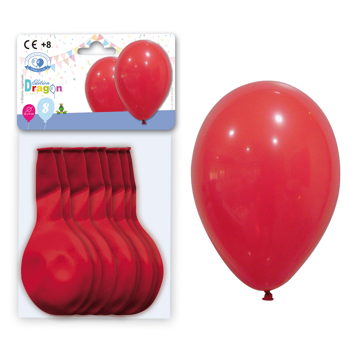 Globos de látex rojo oscuro pastel 22x31 cm (bolsa de 8)