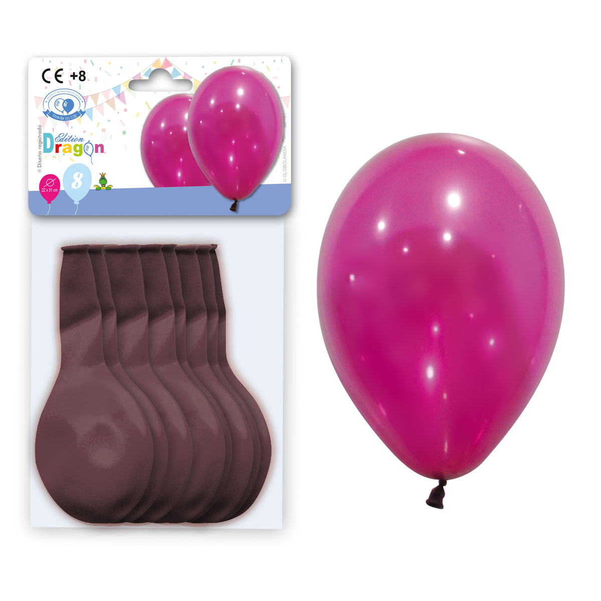 Globos Pastel Burdeos 10" (22 x 31 cm) – Bolsa de 8
