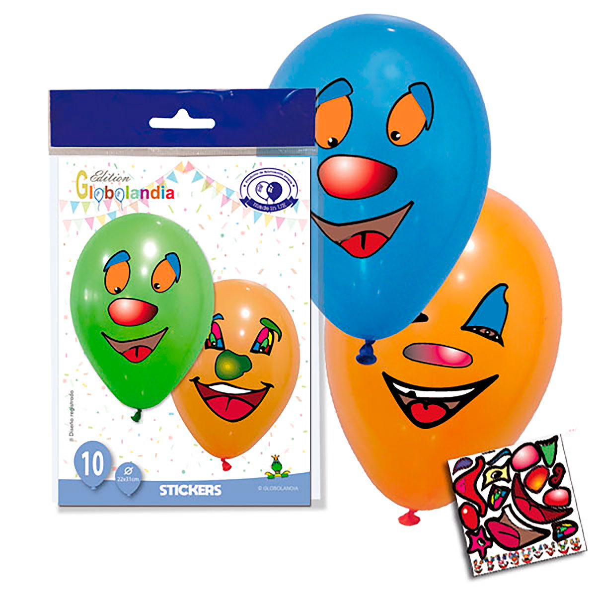Globos con Stickers para Caras, Mix Pastel - Bolsa de 10