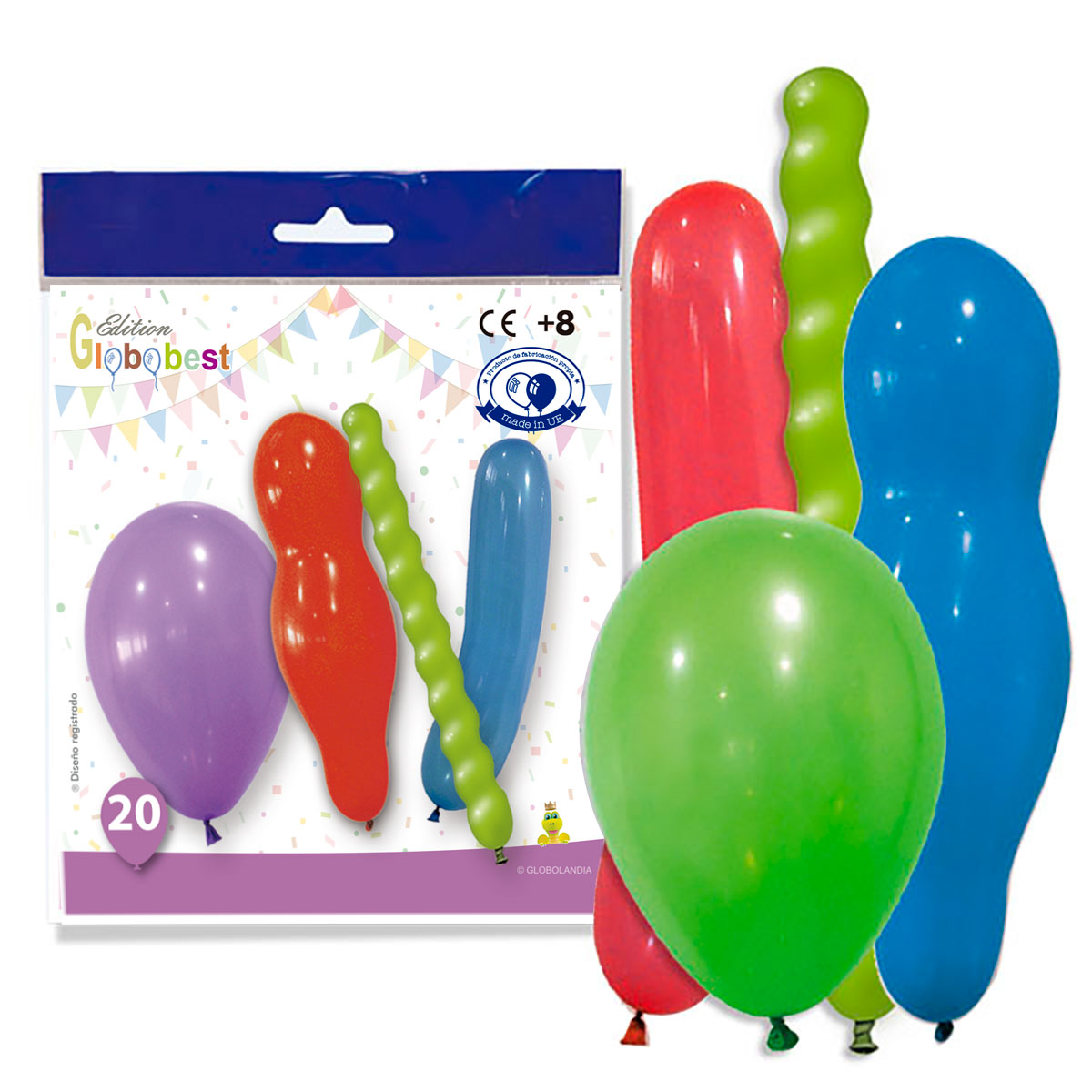 Globos surtido de formas y colores Globobest - Bolsa de 20