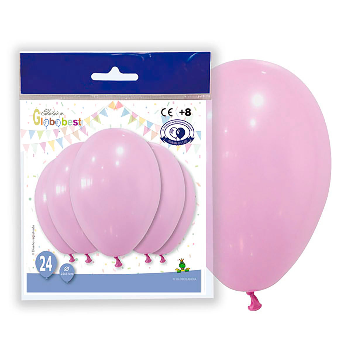 Globos de látex lisos 10" rosa pastel – bolsa de 24