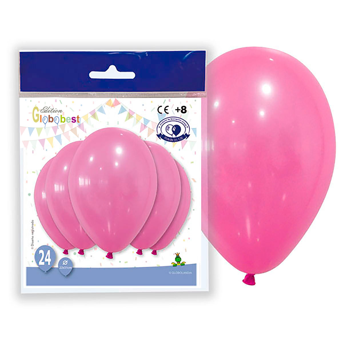 Globos de látex 10" lisos fucsia, bolsa de 24 unidades