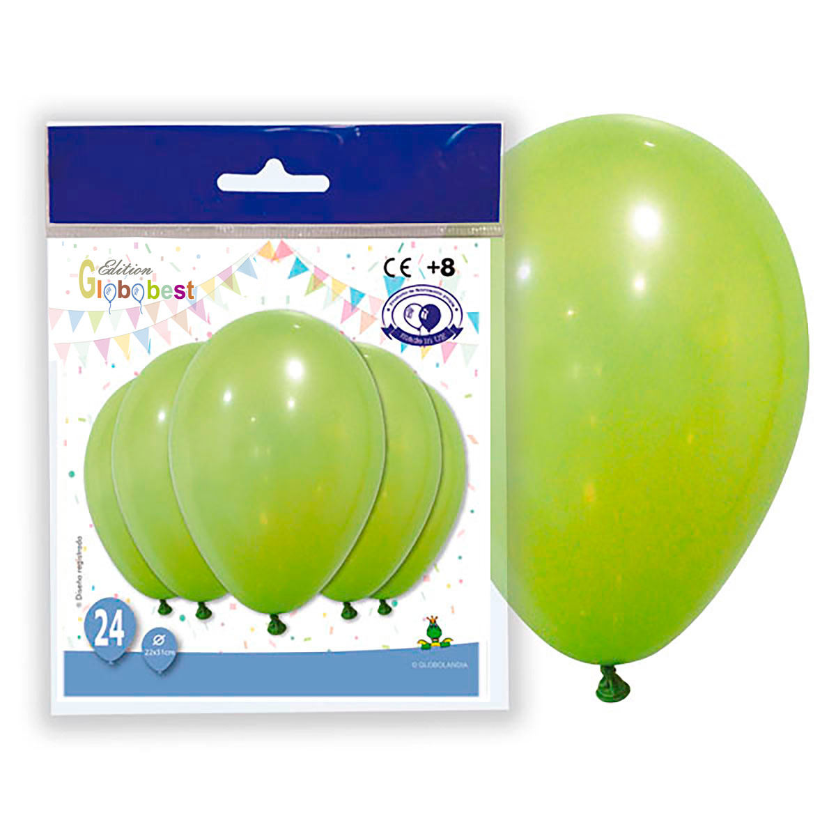 Globos de látex 10" verde pistacho pastel metalizado – bolsa de 24