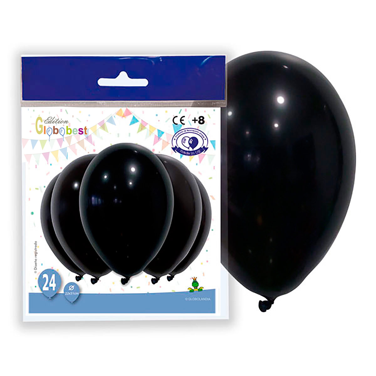 Globos de látex negros 10" lisos – bolsa de 24