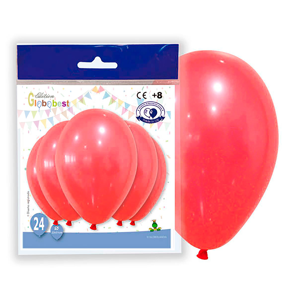 Globos látex 10" rojo oscuro pastel liso – bolsa 24 uds