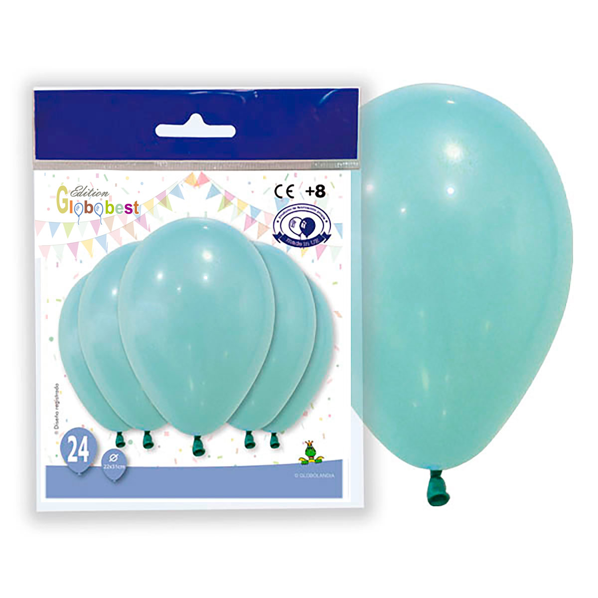 Globos látex 10" pastel agua marina - bolsa de 24
