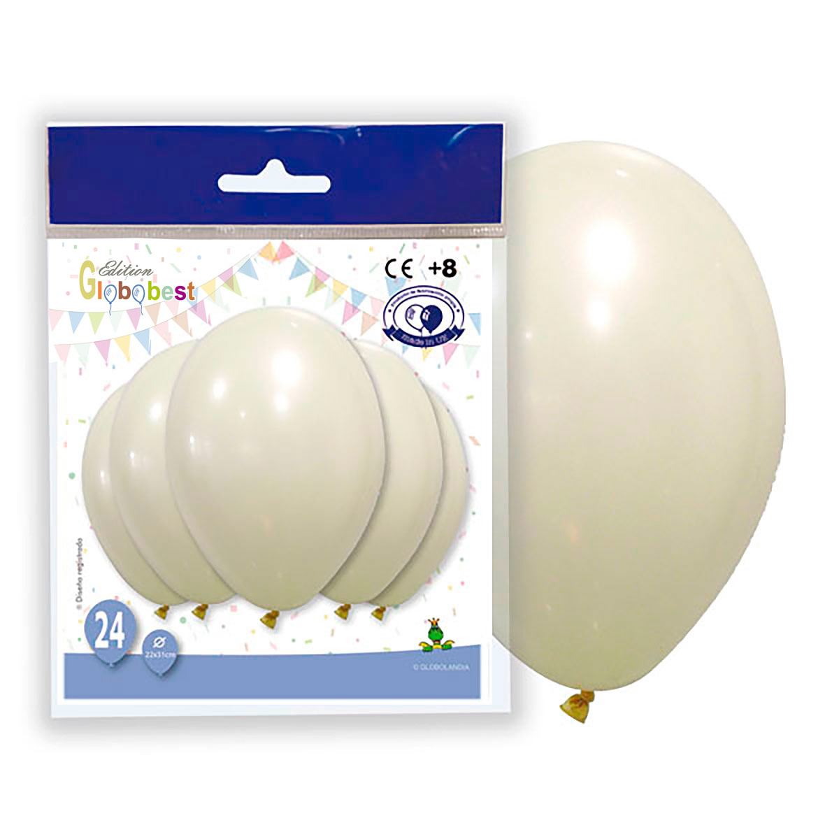 Globos de látex lisos 10" marfil pastel – bolsa de 24
