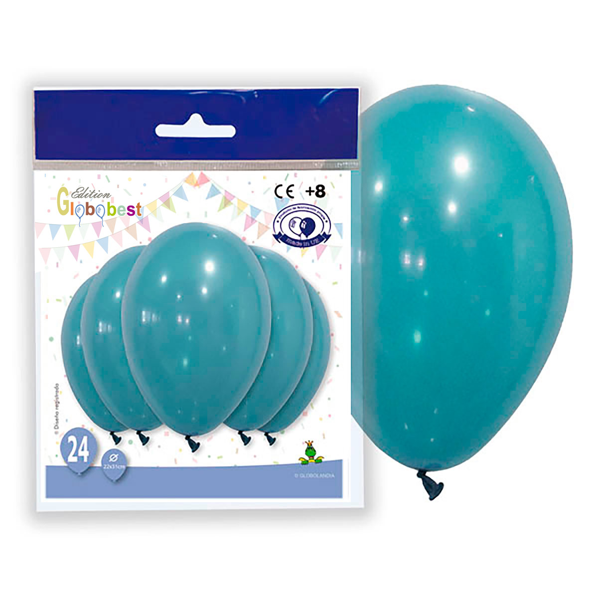 Globos látex 10" Turquesa Pastel Globobest - Bolsa de 24
