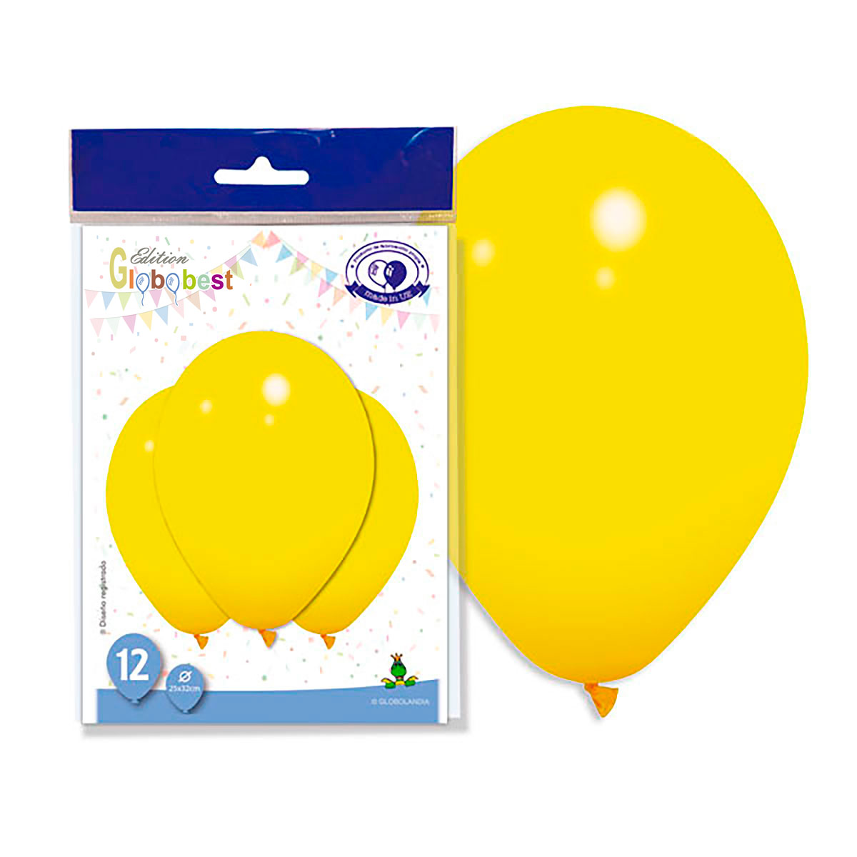 Globo látex 11" liso amarillo gama GP - Bolsa 12 unidades