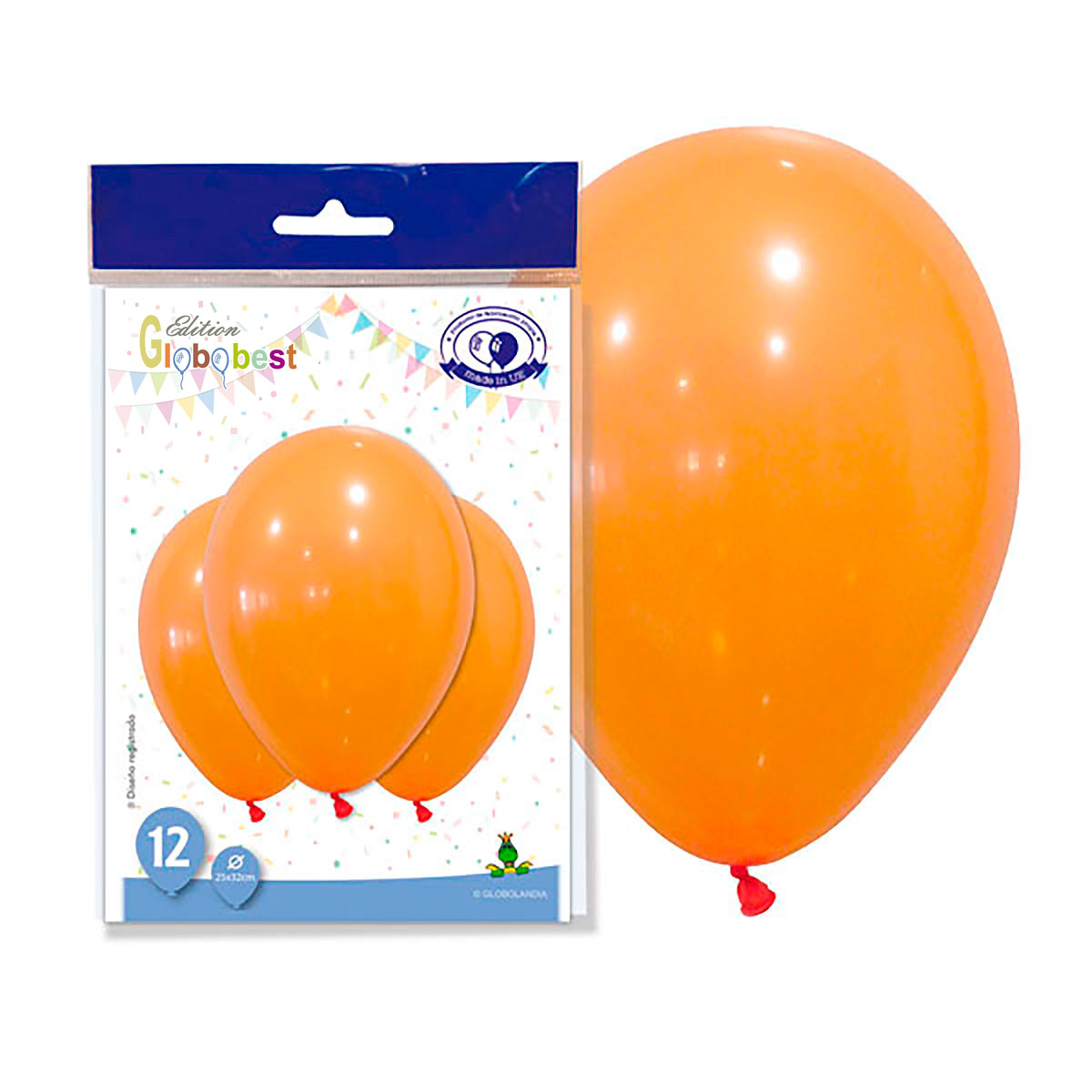 Globos látex 11" naranja liso - bolsa 12 uds