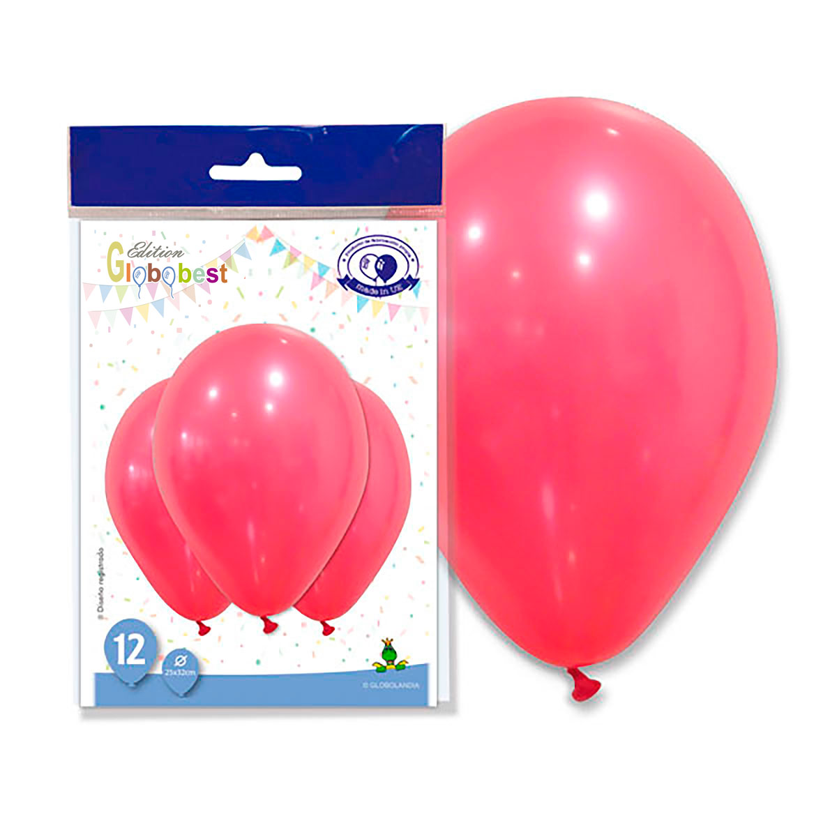 Globo látex 11" liso rojo Globobest – bolsa 12 uds