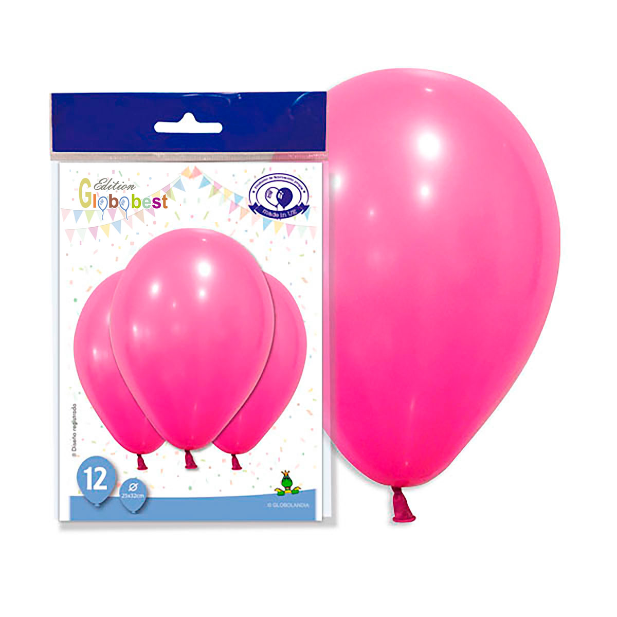Globos de látex 11" fucsia liso - bolsa de 12 unidades