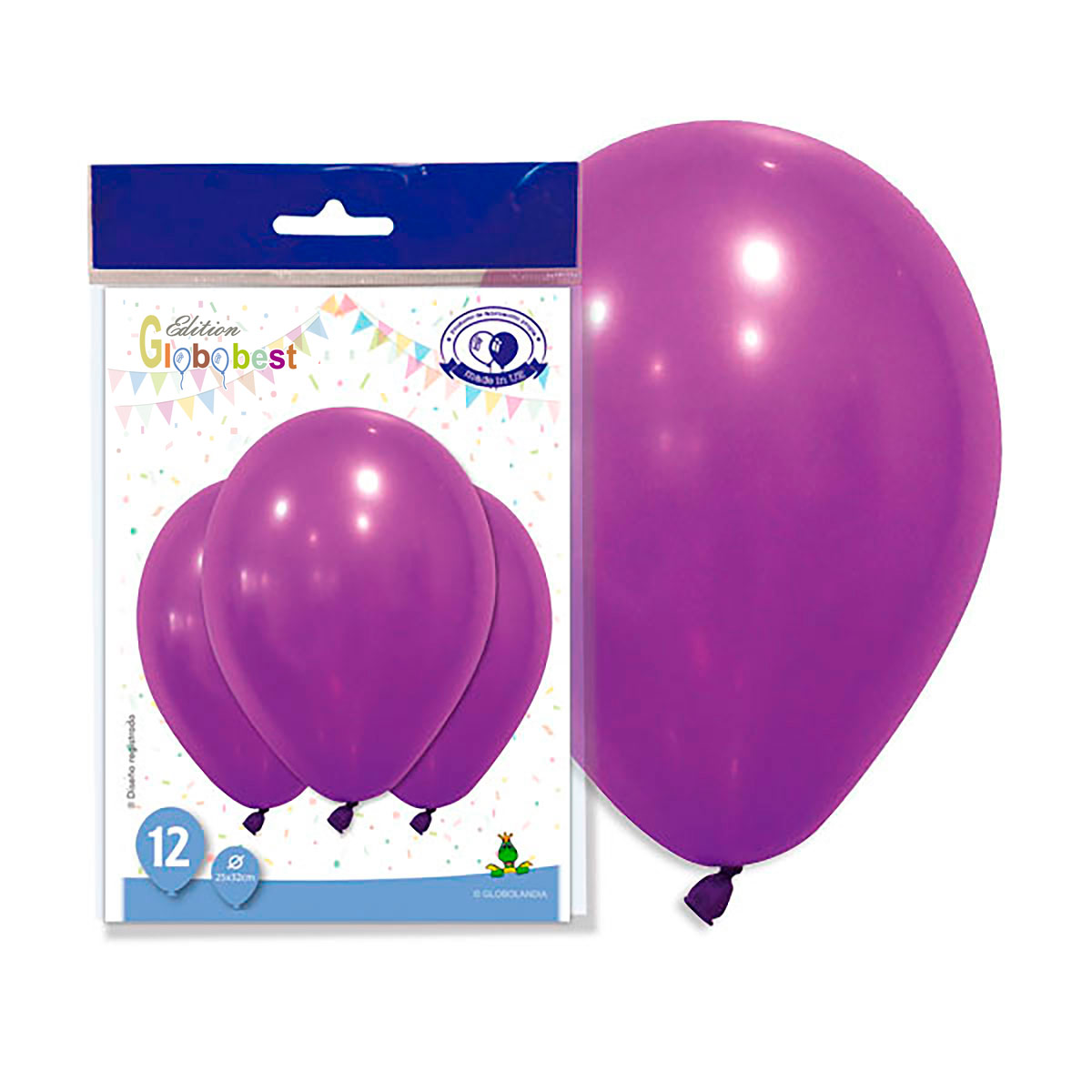 Globos de látex lisos 11" lila – bolsa de 12