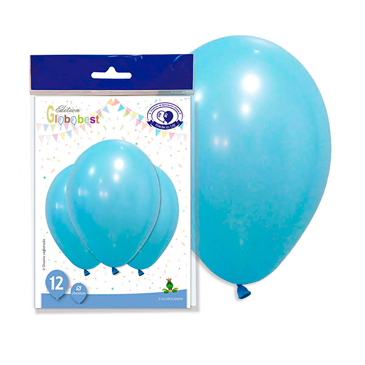 Globo látex liso celeste 11" – Bolsa de 12 unidades