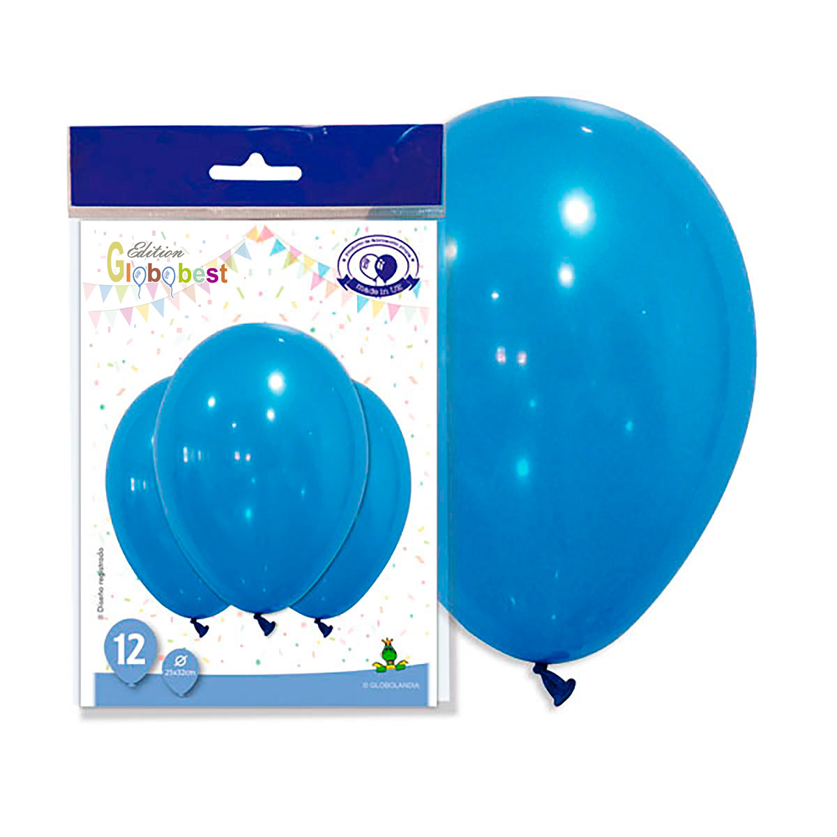 Globo látex liso 11" azul – bolsa de 12 unidades