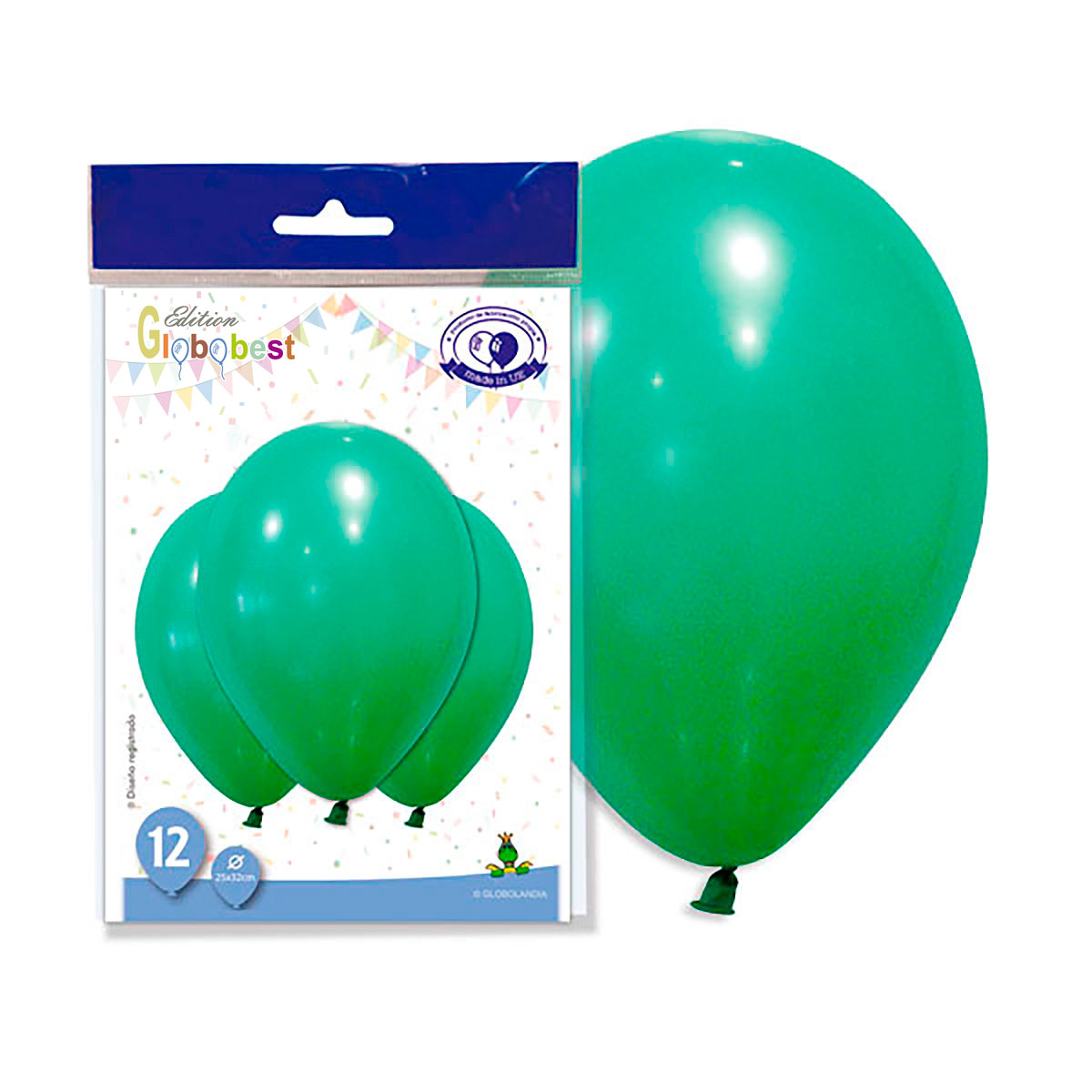 Globo de látex 11" liso verde oscuro - Bolsa de 12