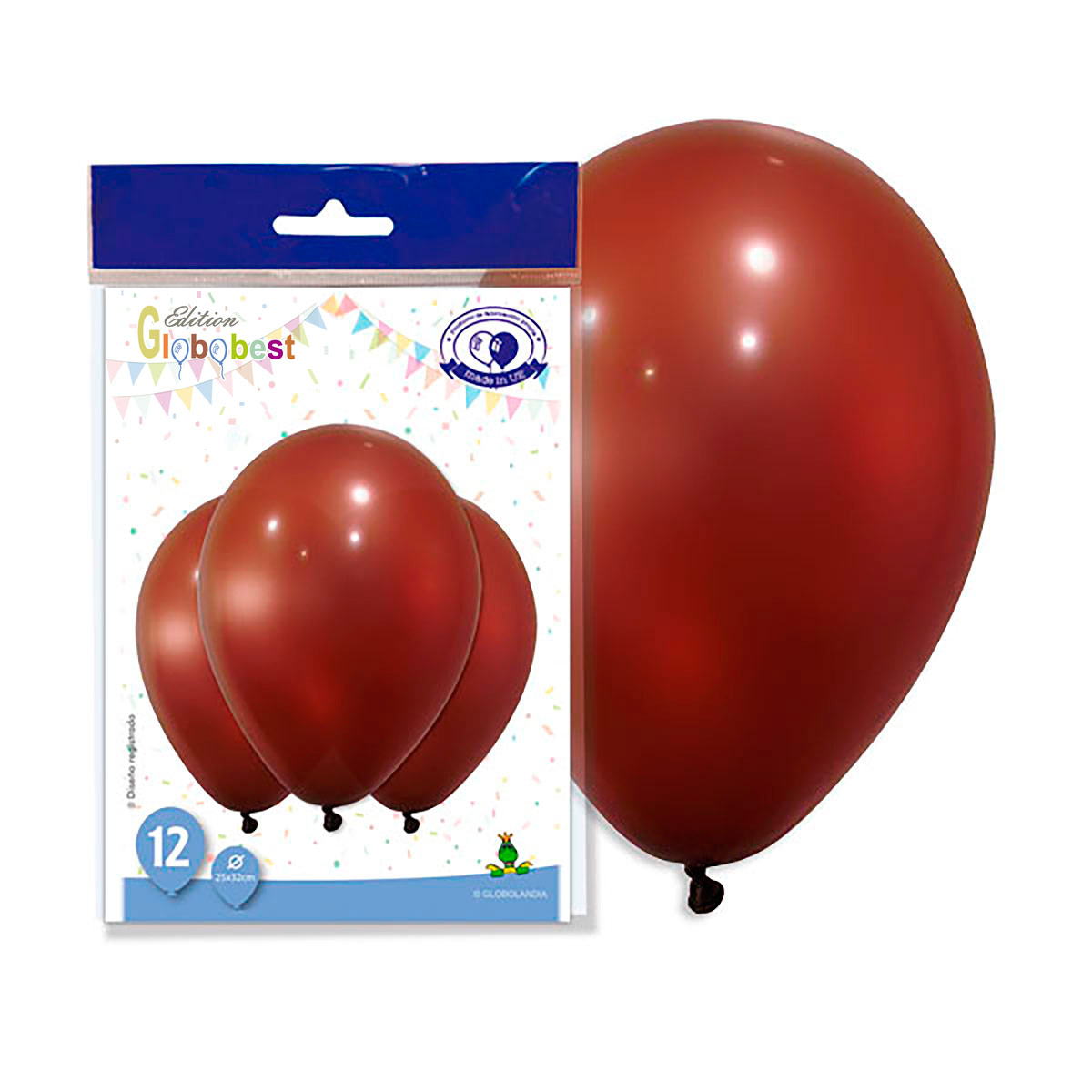 Globos látex 11" marrón liso – bolsa de 12 unidades
