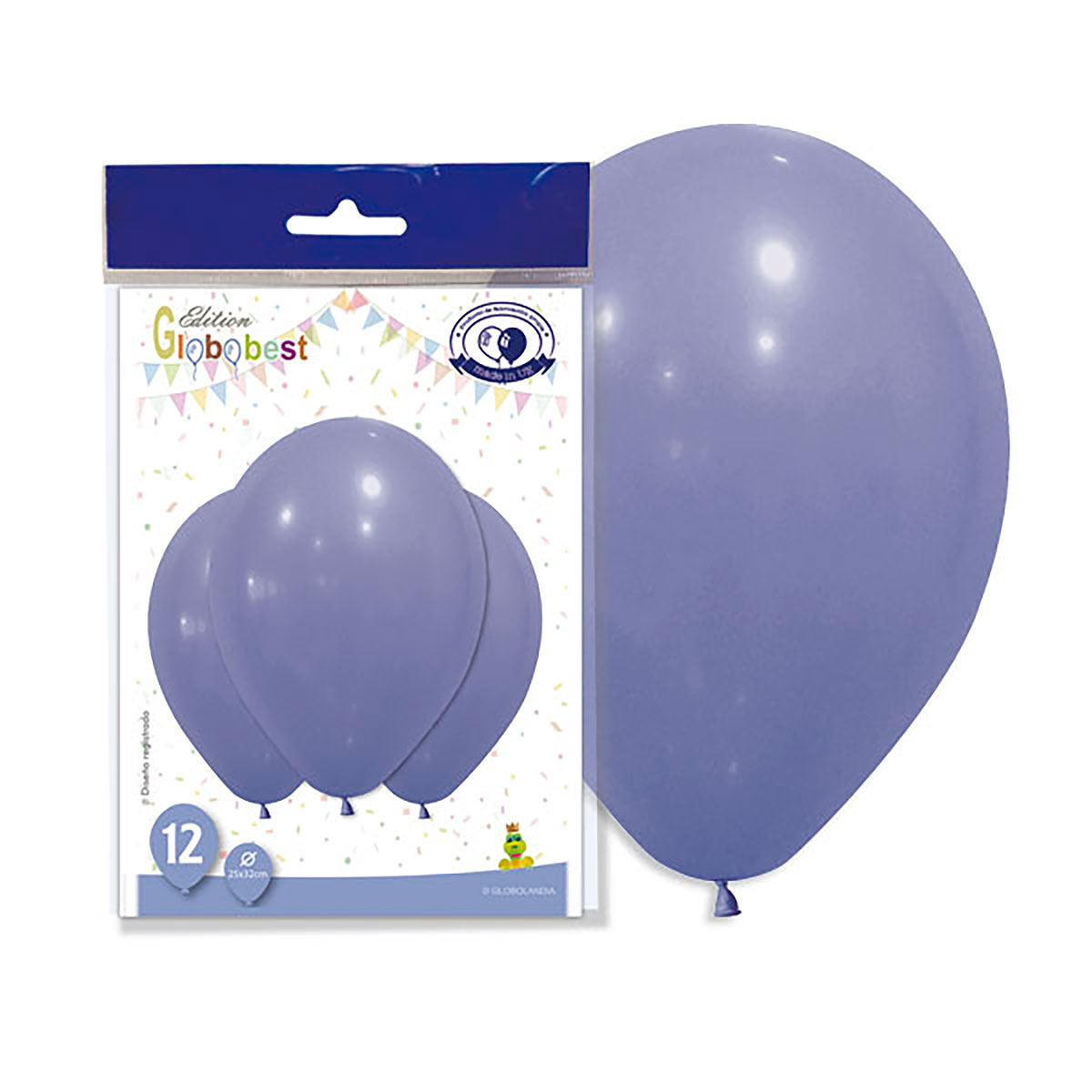 Globo látex 11" liso azul bígaro pastel - bolsa 12 uds