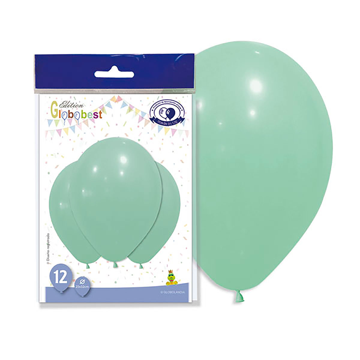 Globo látex 11" Verde Menta pastel - Bolsa 12 uds (Edition Globobest)