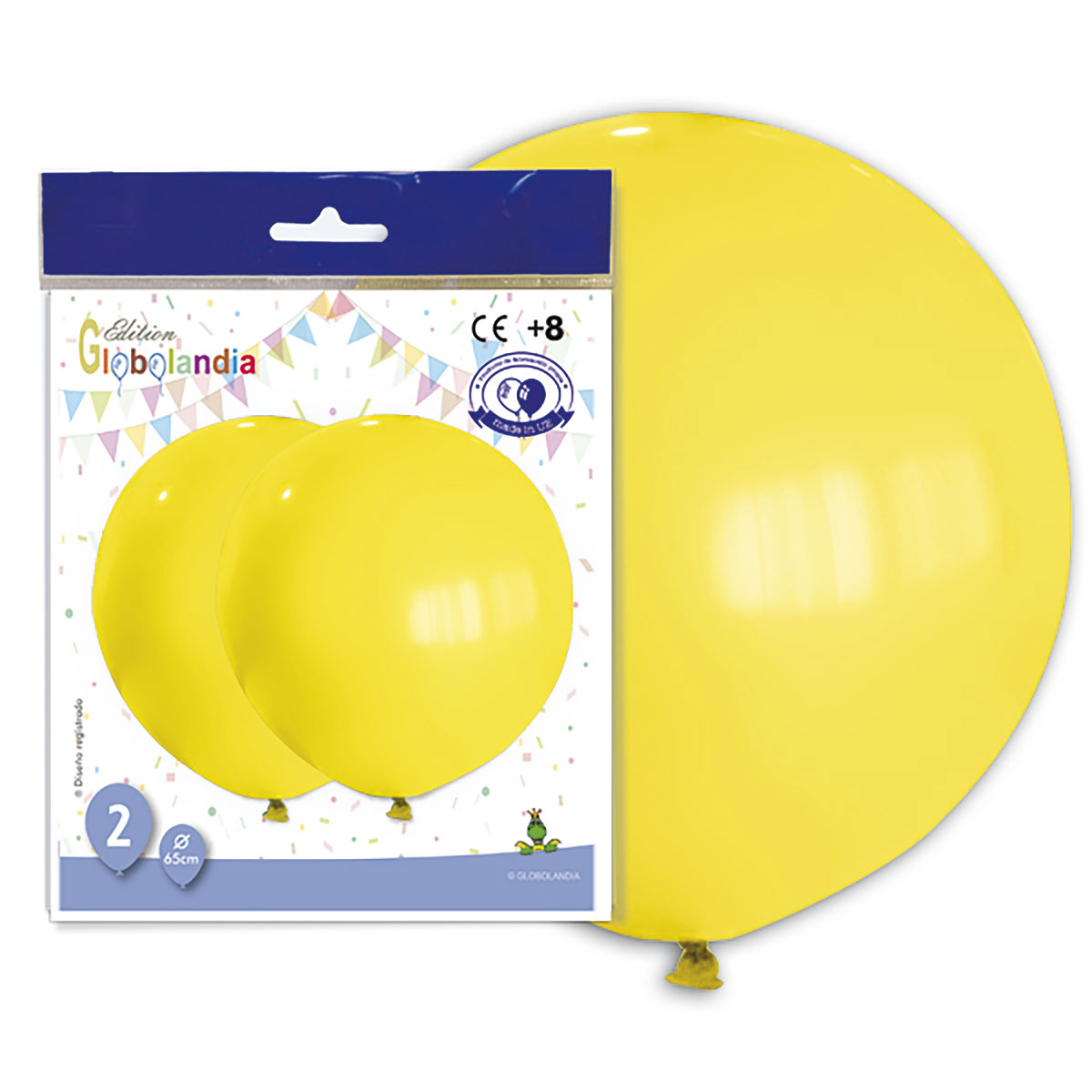 Globo látex gigante 65 cm amarillo liso – bolsa de 2 unidades