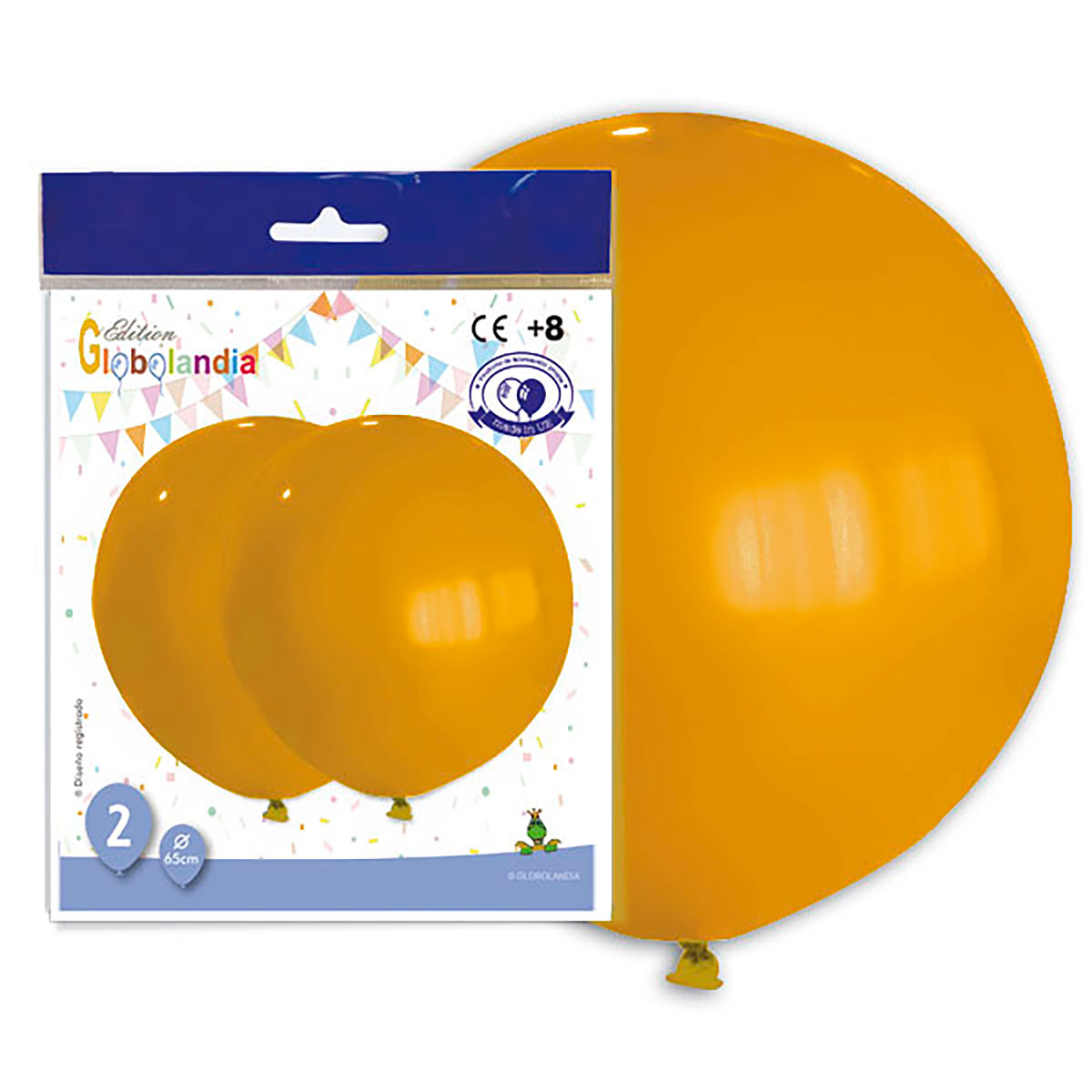 Globo gigante de látex naranja liso 65 cm (bolsa de 2 unidades)