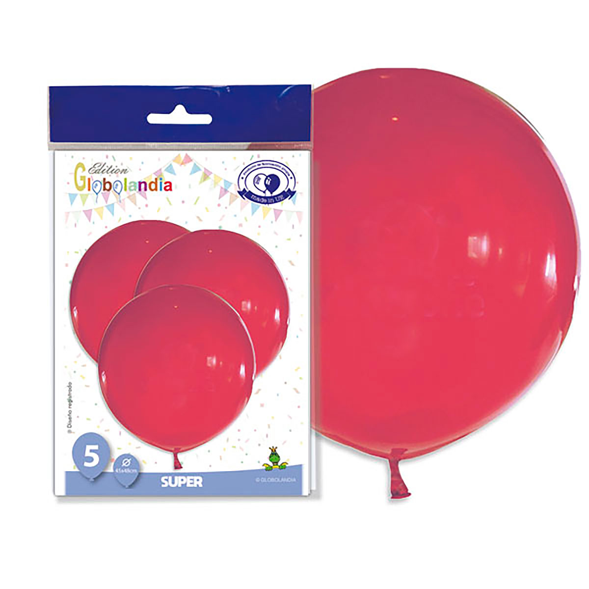Globo gigante liso rojo 37" - Bolsa de 5 unidades