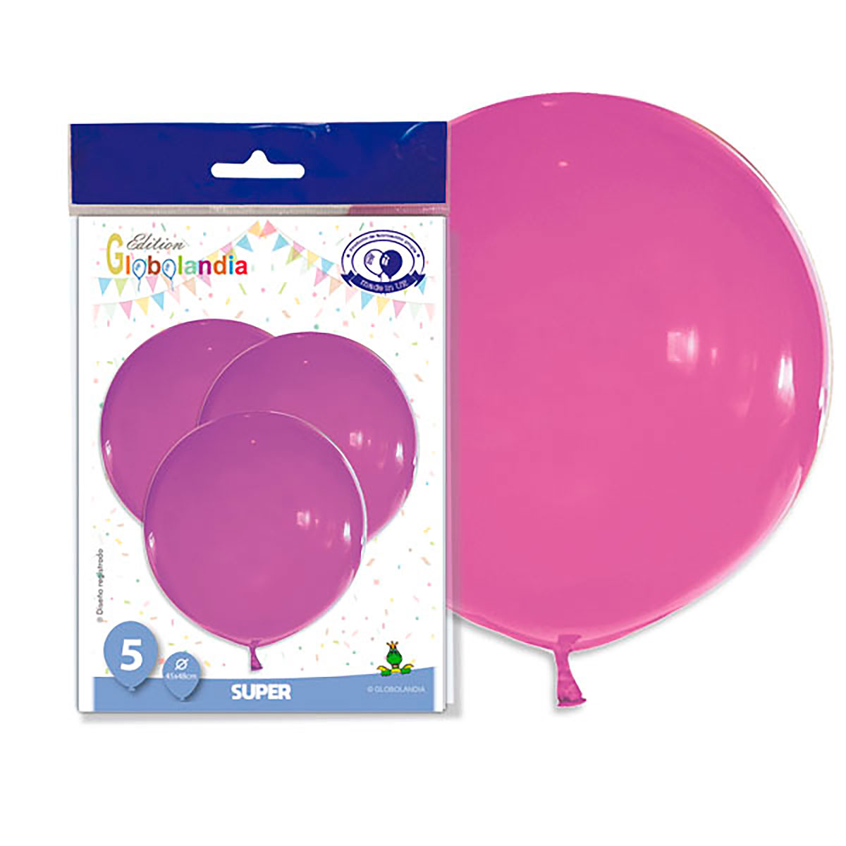 Globo gigante liso fucsia 37 · Bolsa de 5