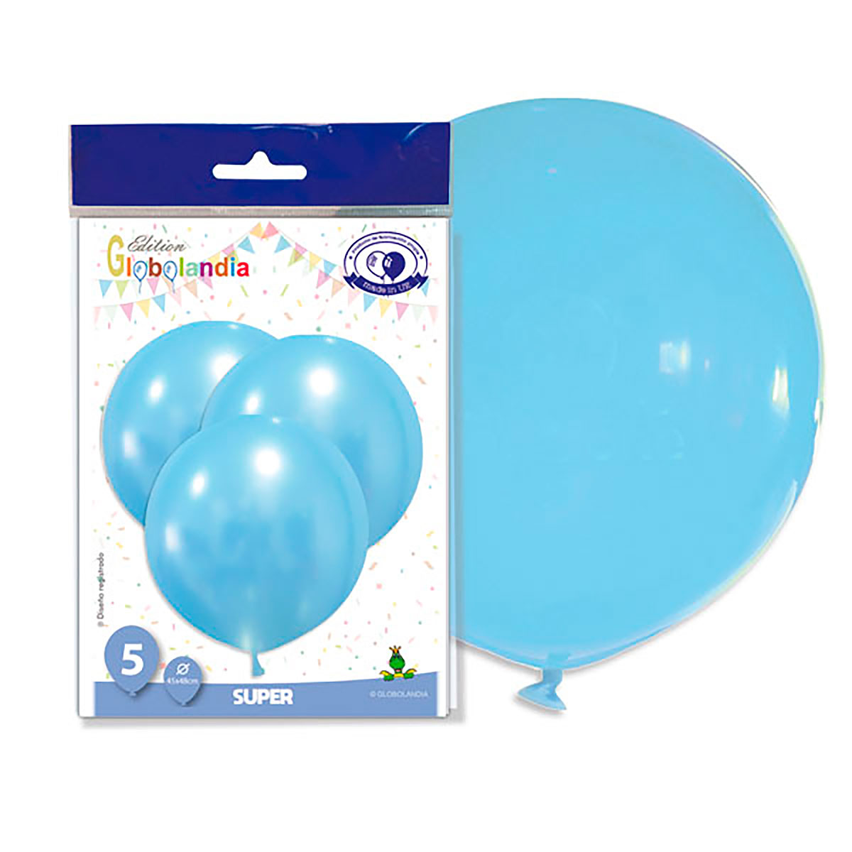 Globo gigante de látex liso celeste – bolsa de 5 unidades