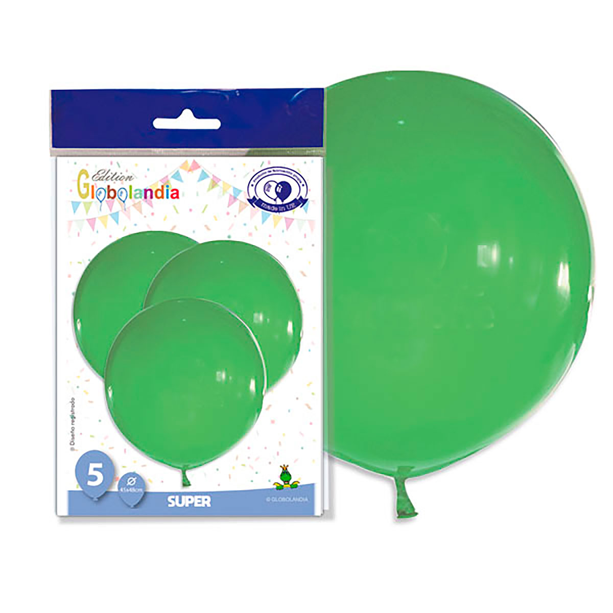 Globo gigante liso verde 37" – bolsa de 5 unidades