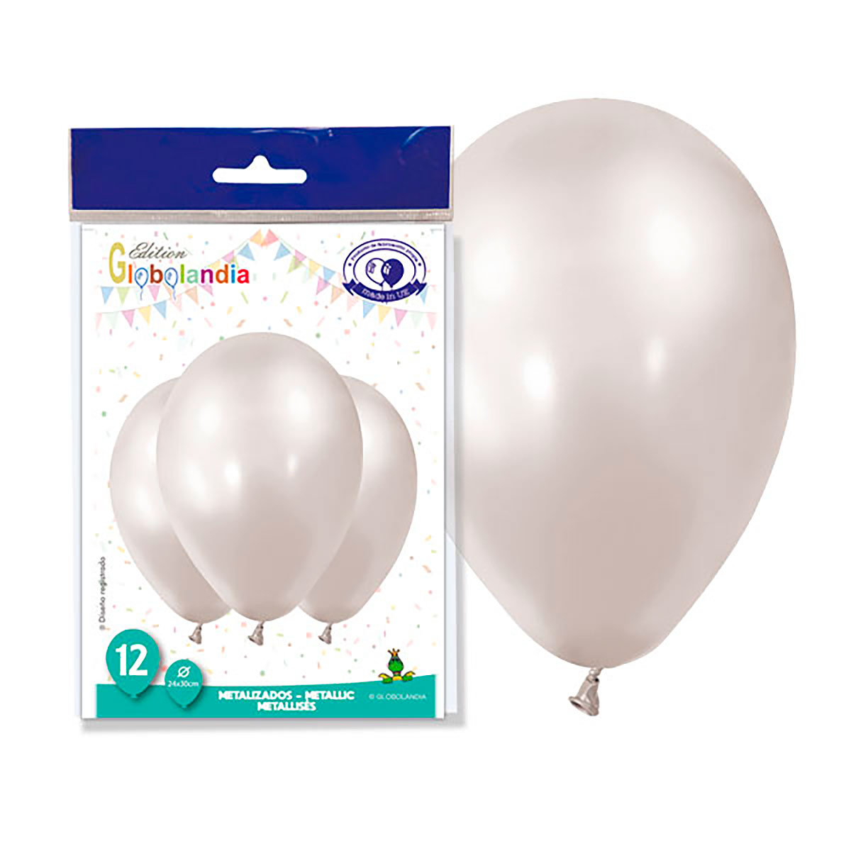 Globos látex metalizados 11" surtidos – Bolsa 12 unidades