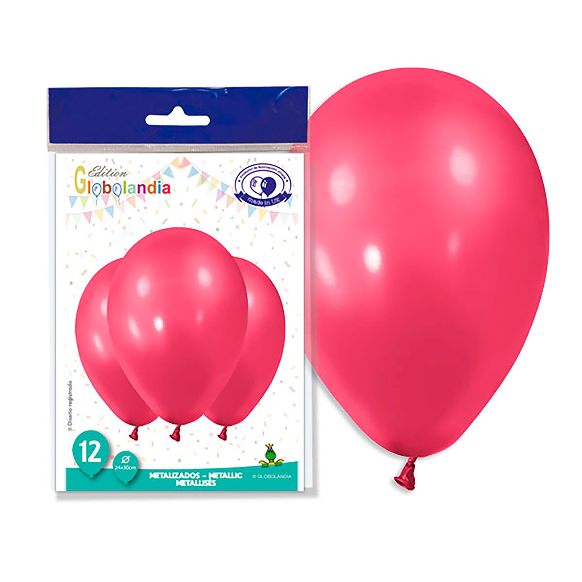 Globos de látex metalizados rojo 11" (bolsa de 12 unidades)