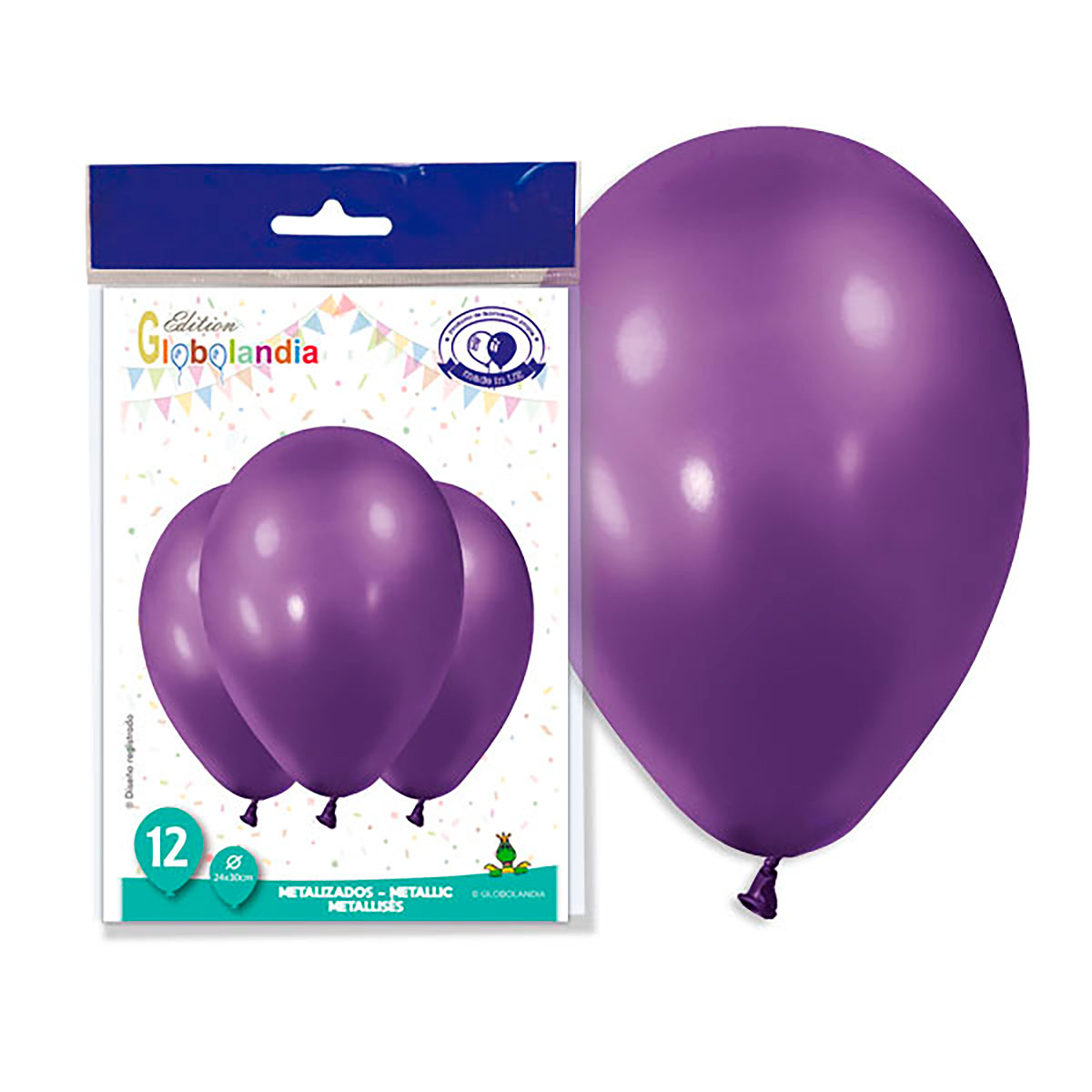 Globo látex metalizado lila 11" (24x30 cm) - Bolsa 12 uds