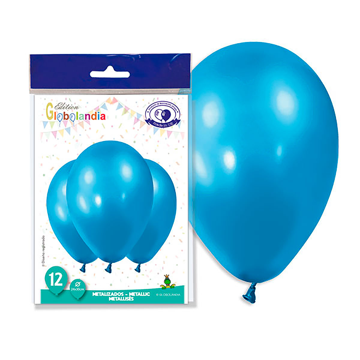 Globos de látex metalizados azul 11" – Bolsa de 12