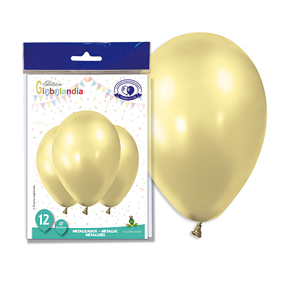 Globo de látex metalizado marfil 11" - bolsa de 12