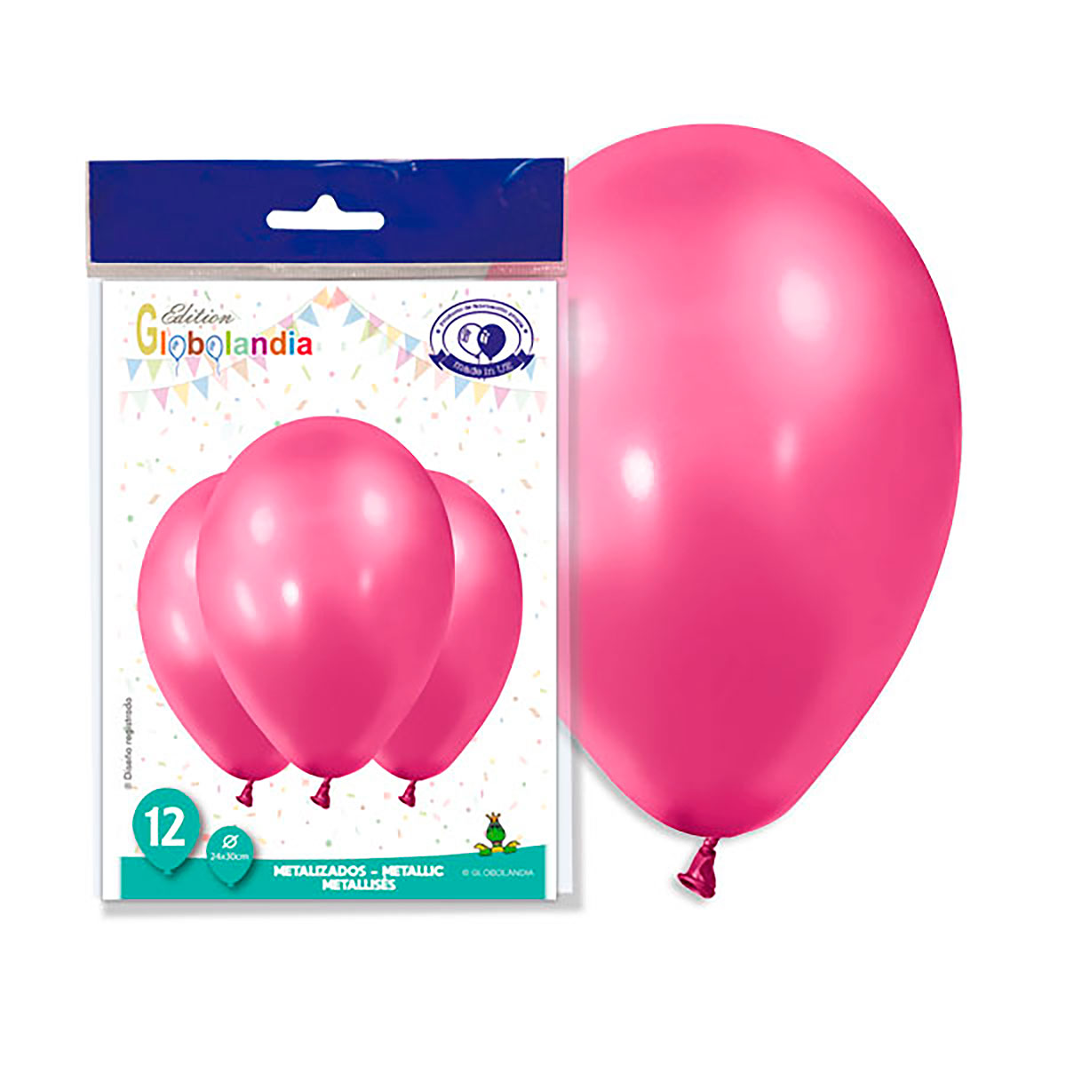 Globos metalizados fucsia 11" - Bolsa de 12 unidades