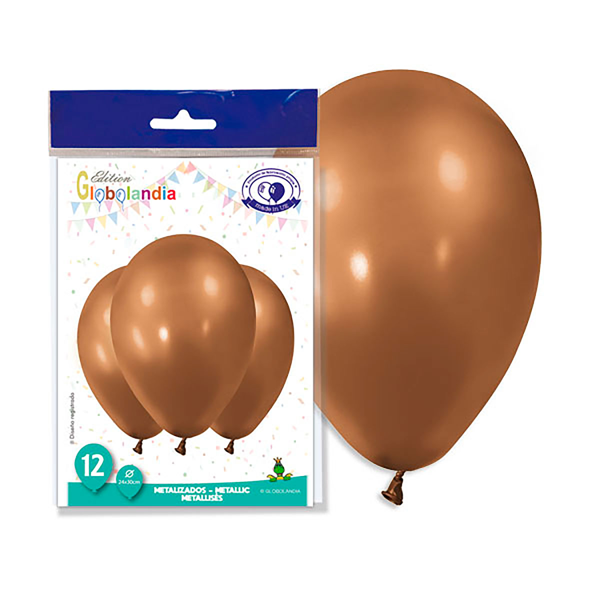 Globos Metalizados Marrón 11" - Bolsa 12 uds