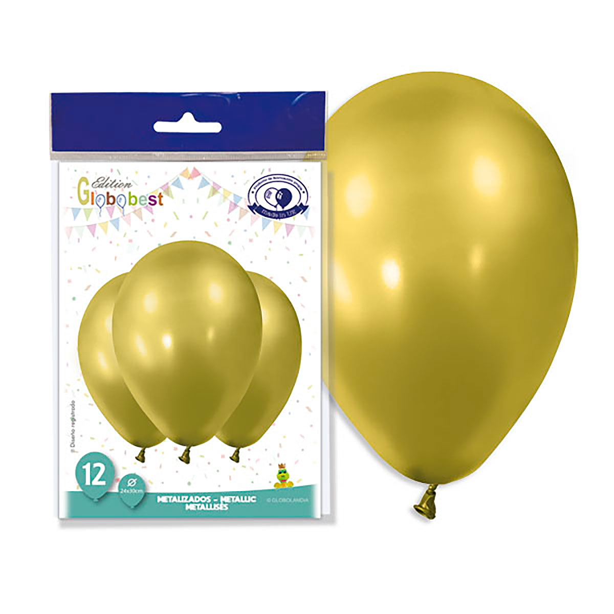 Globos metalizados oro 11" - bolsa de 12