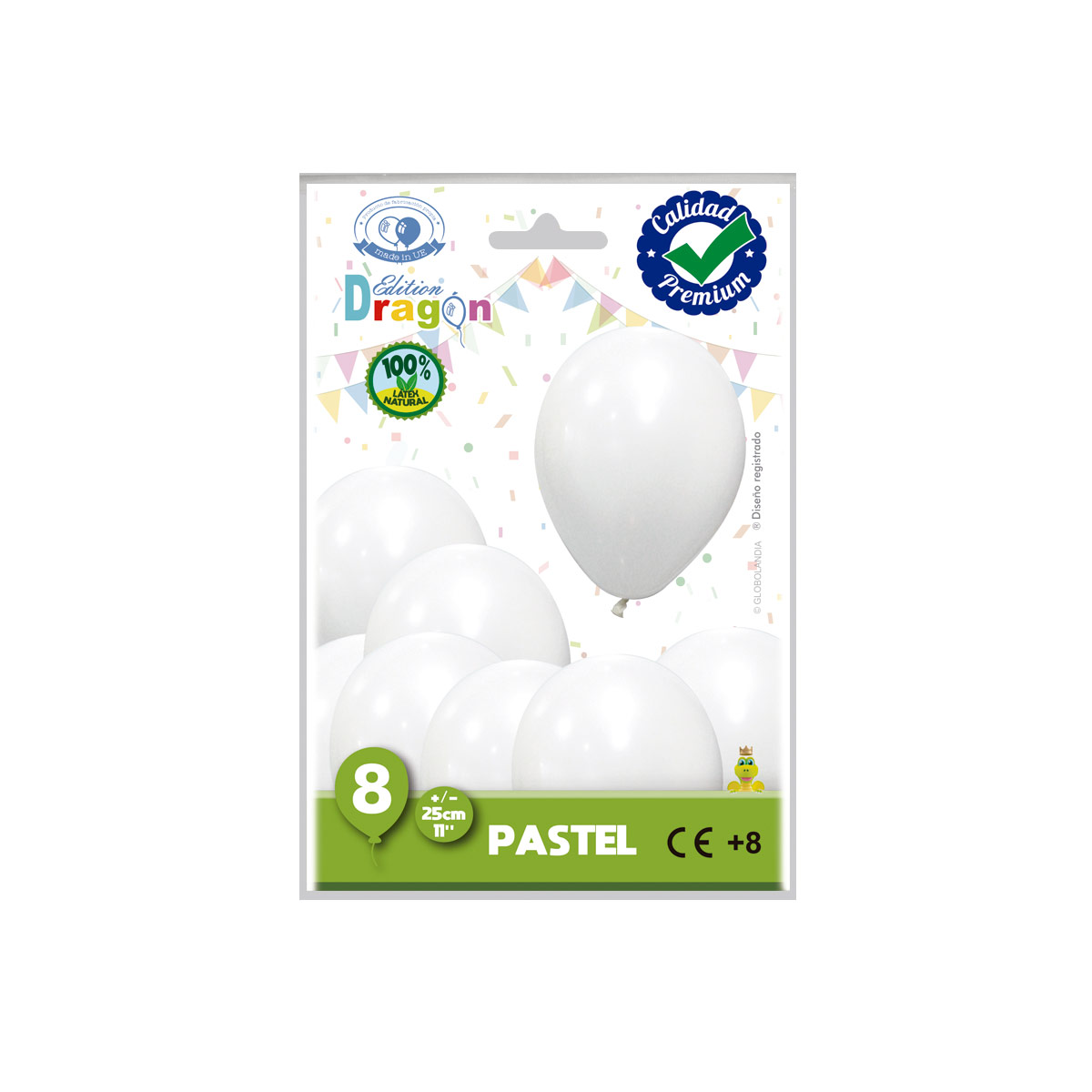 Globo látex blanco pastel 11" - Bolsa 8 unidades