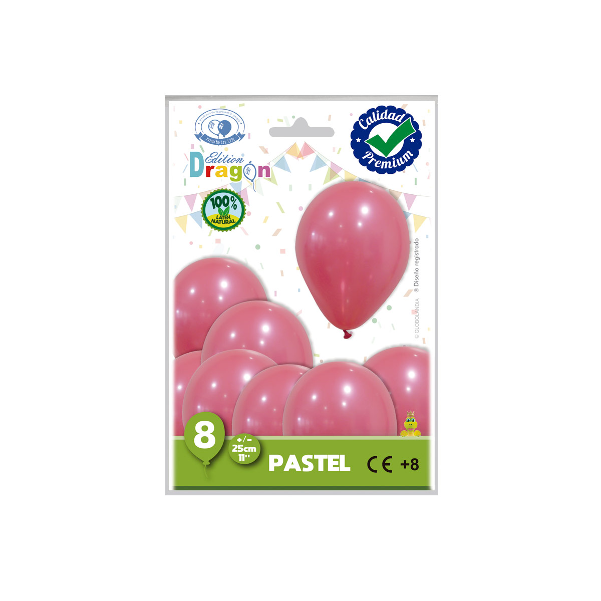 Globos de látex 11" rojo pastel lisos - Bolsa de 8