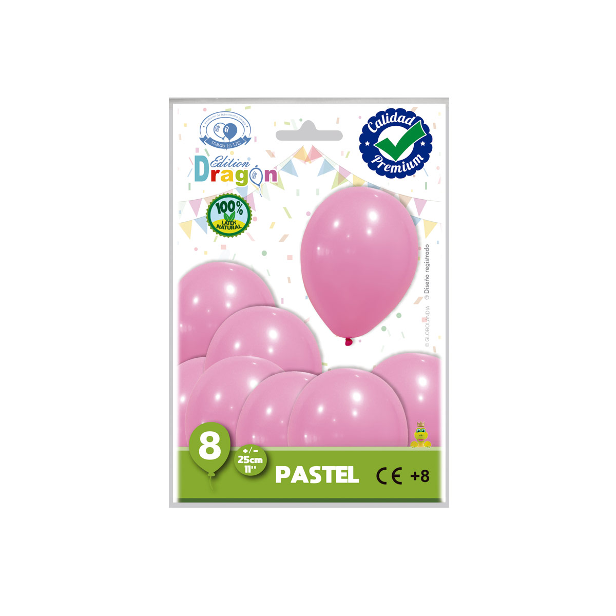 Globos de látex rosa pastel 25 cm (11") – Bolsa de 8 unidades