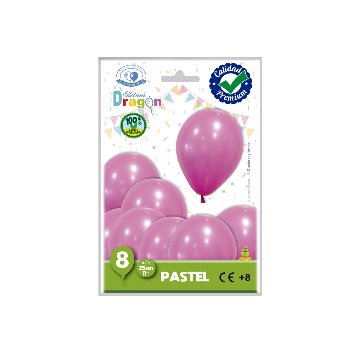 Globo látex 11" pastel fucsia - bolsa de 8 unidades